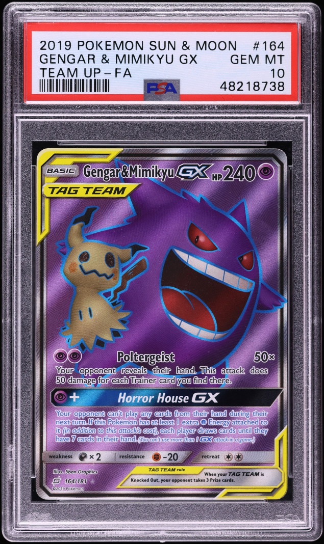 2019 Pokemon Sun & Moon Team Up Full Art Gengar & Mimikyu GX #164 PSA 10 GEM MINT