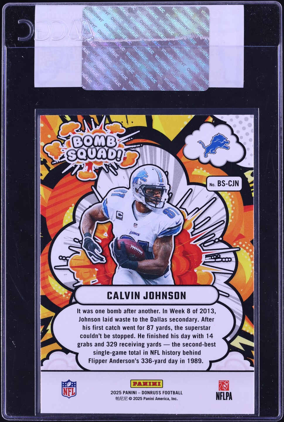 2025 Donruss Bomb Squad! Calvin Johnson #BS-CJN CGC AUTH