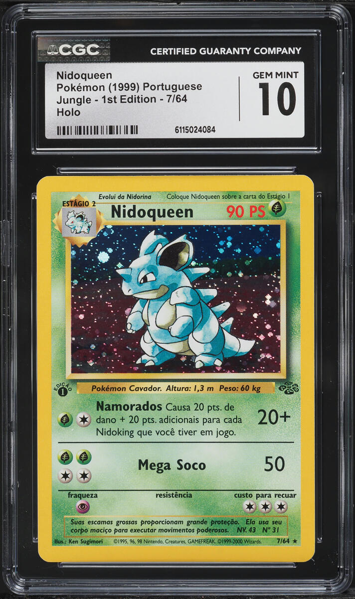 1999 Pokemon Portuguese Jungle 1st Edition Holo Nidoqueen #7 CGC 10 GEM MINT