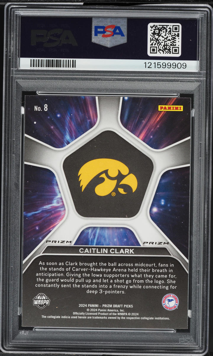 2024 Panini Prizm Draft Picks Deep Space Silver Caitlin Clark ROOKIE #8 PSA 9 MINT