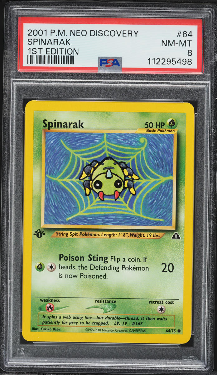2001 Pokemon Neo Discovery 1st Edition Spinarak #64 PSA 8 NM-MT