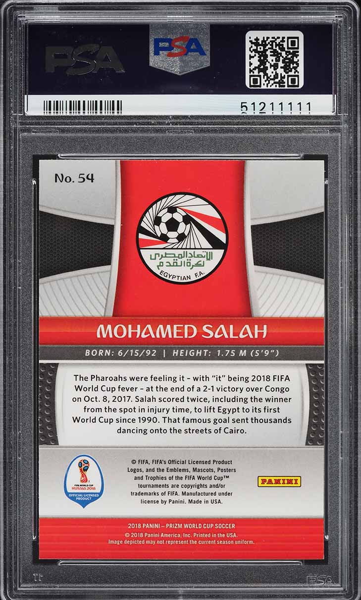 2018 Panini Prizm World Cup Mohamed Salah #54 PSA 10 GEM MINT