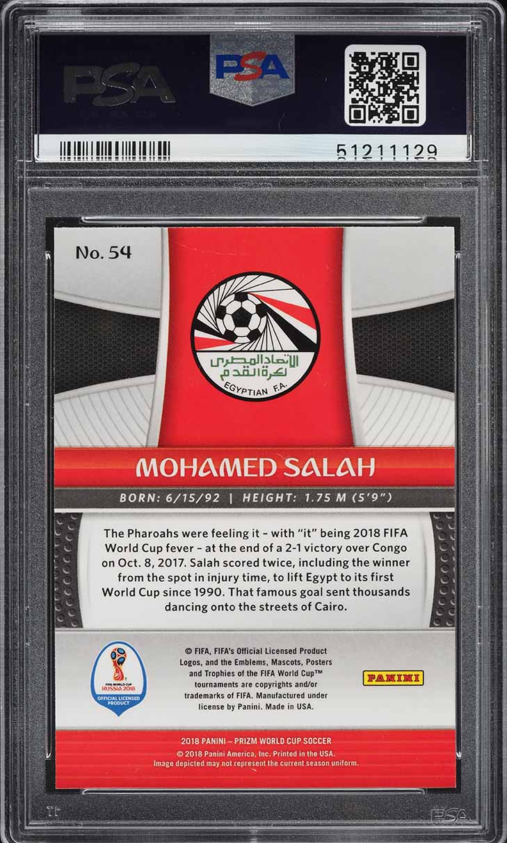 2018 Panini Prizm World Cup Mohamed Salah #54 PSA 10 GEM MINT