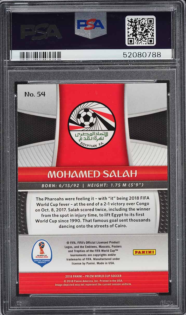 2018 Panini Prizm World Cup Mohamed Salah #54 PSA 10 GEM MINT