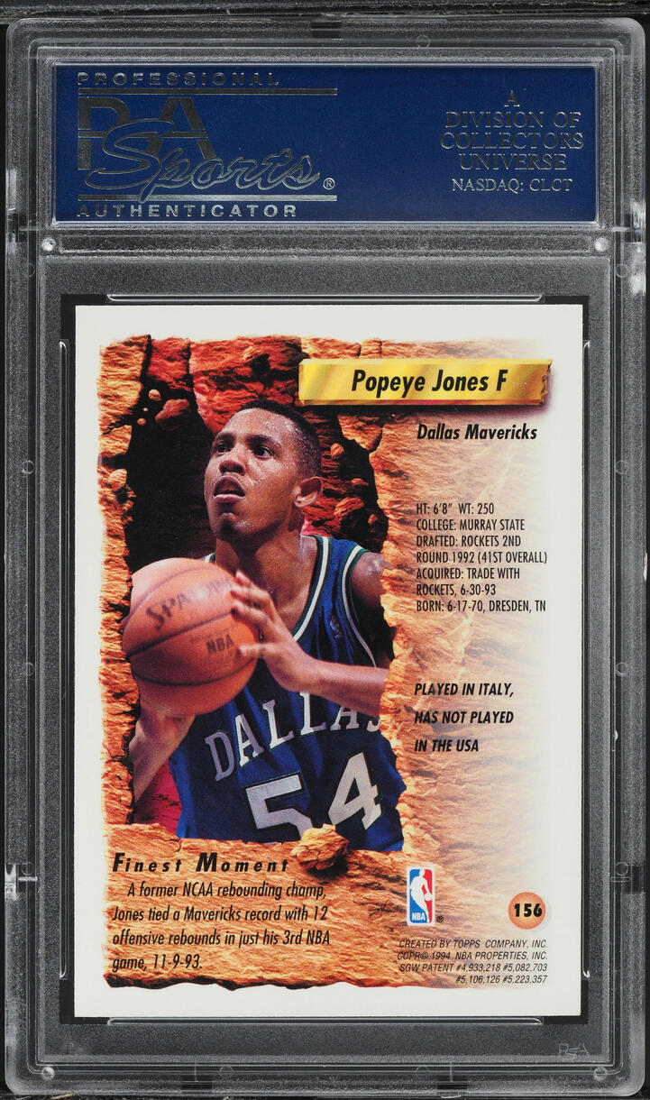1993 Finest Refractor Popeye Jones #156 PSA 10 GEM MINT