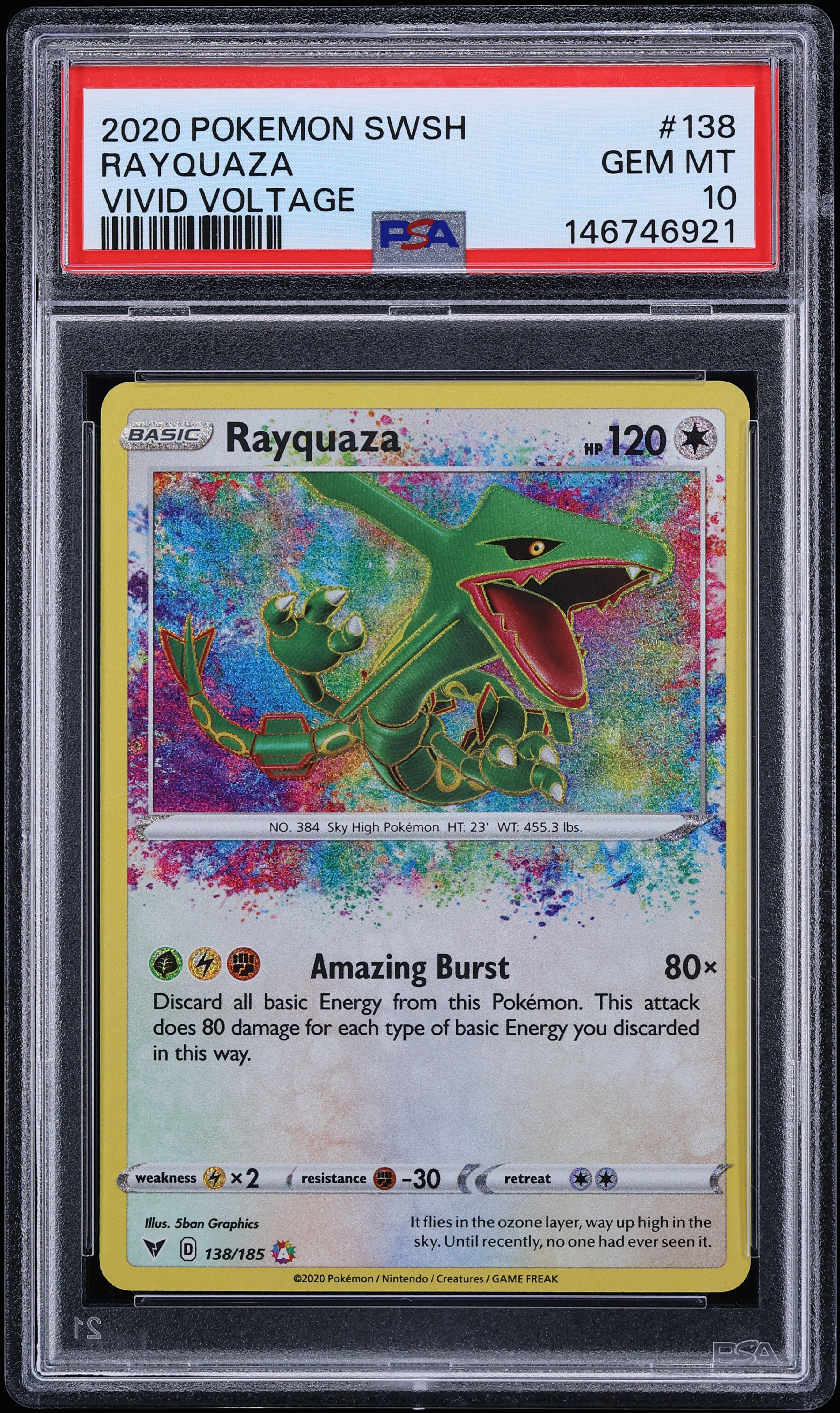 2020 Pokemon Sword & Shield Vivid Voltage Amazing Rare Rayquaza #138 PSA 10 GEM MINT