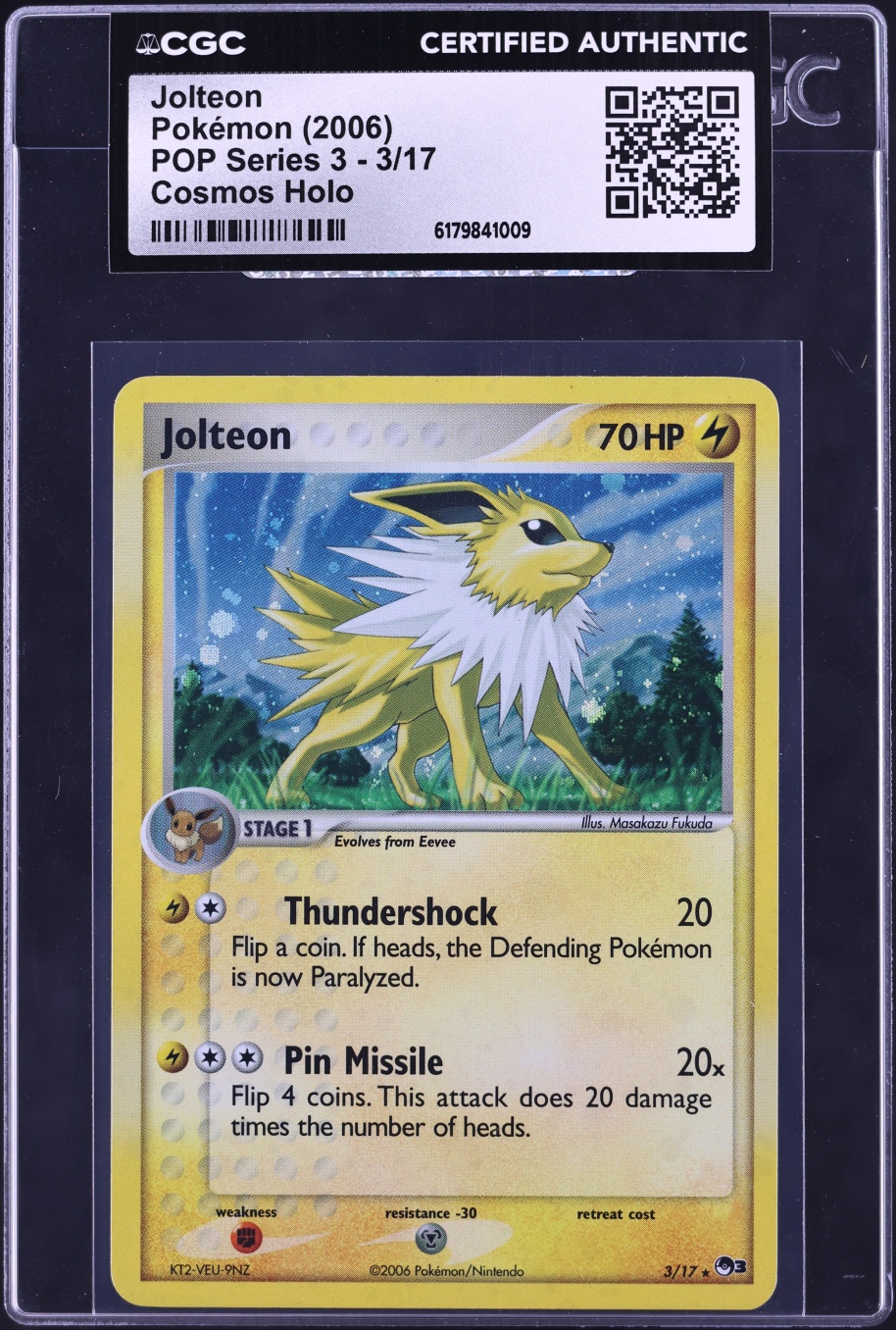 2006 Pokemon POP Series 3 Cosmos Holo Jolteon #3 CGC AUTH