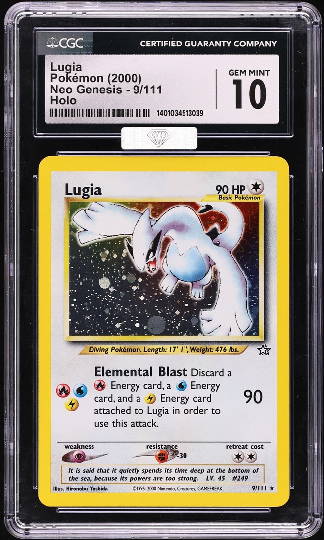 2000 Pokemon Neo Genesis Holo Lugia #9 MBA CGC 10 GEM MINT