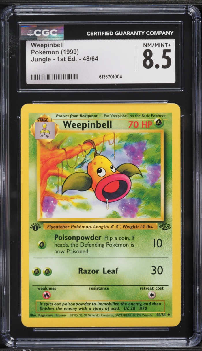 1999 Pokemon Jungle 1st Edition Weepinbell #48 CGC 8.5 NM-MT+