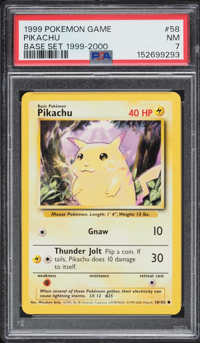 1999 Pokemon Base Set Pikachu #58 PSA 7 NRMT