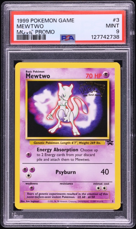 1999 Pokemon Black Star Promo Strikes Back Movie Mewtwo #3 PSA 9 MINT