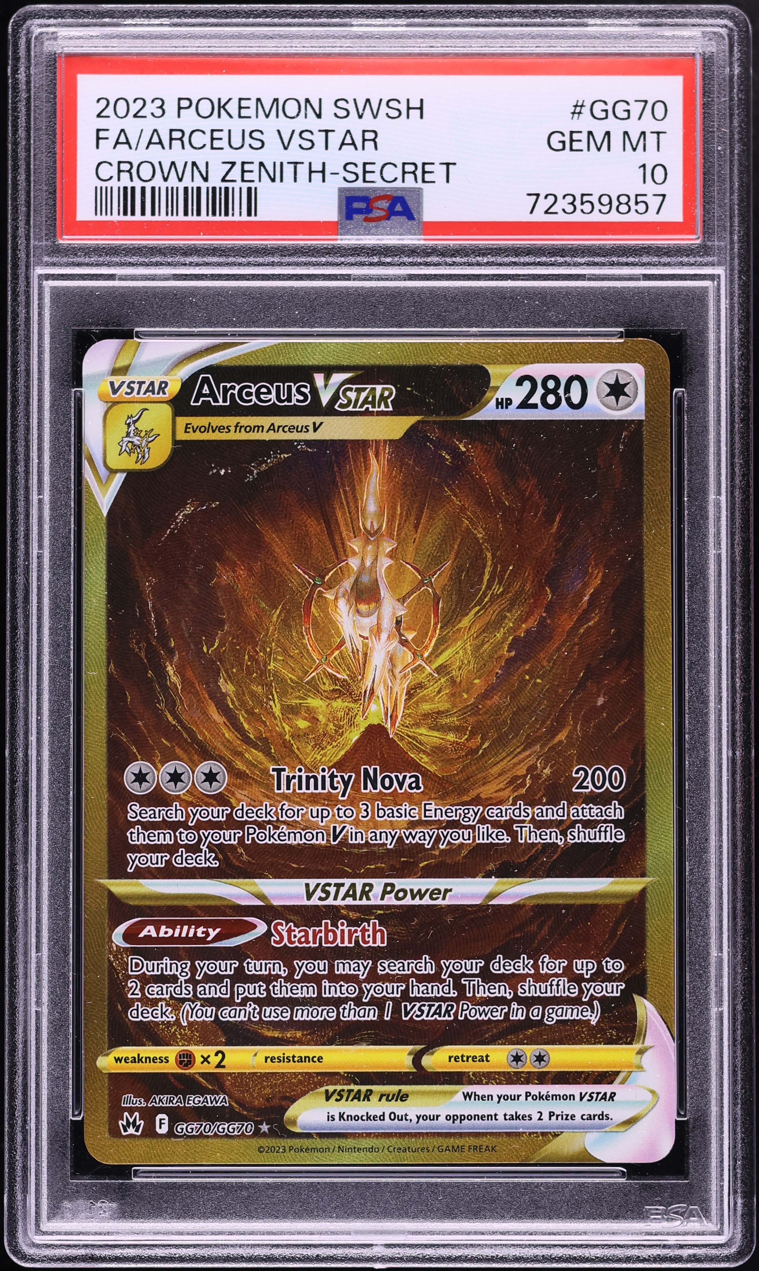 2023 Pokemon Sword & Shield Crown Zenith Arceus VSTAR #GG70 PSA 10 GEM MINT