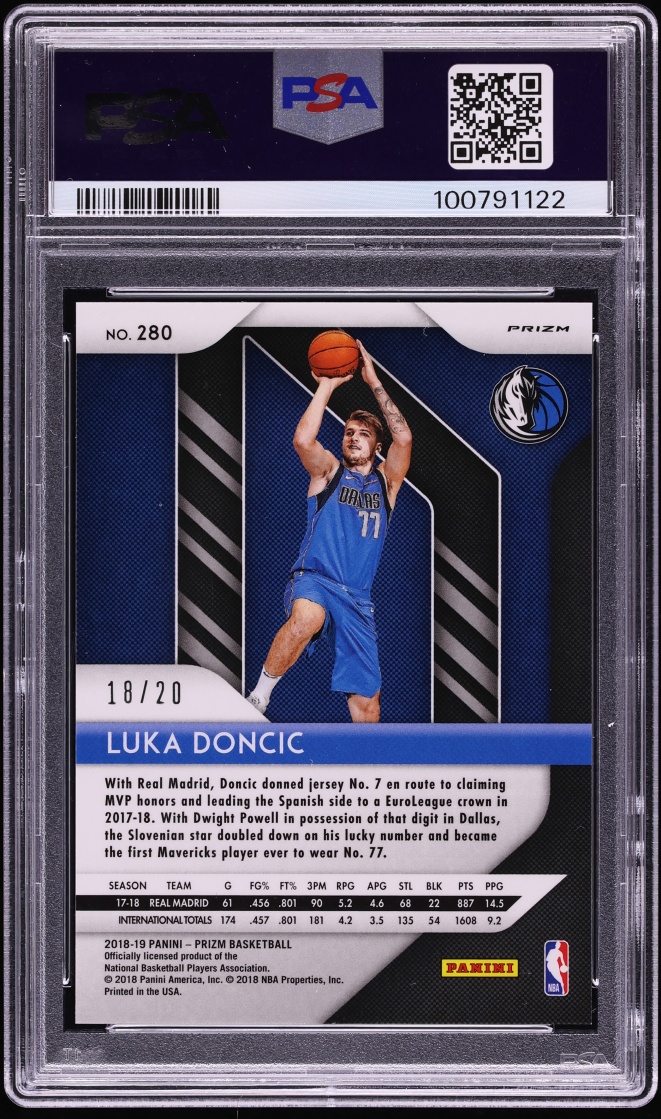 2018 Panini Prizm Fast Break Bronze Luka Doncic ROOKIE /20 #280 PSA 10 GEM MINT