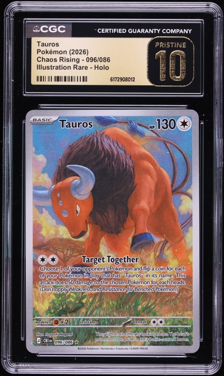 2026 Pokemon Mega Evolution Chaos Rising IR Tauros #096 CGC 10 PRISTINE