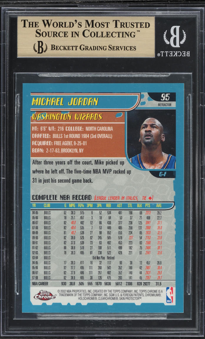 2001 Topps Chrome Refractor Michael Jordan #95 BGS 9.5 GEM MINT