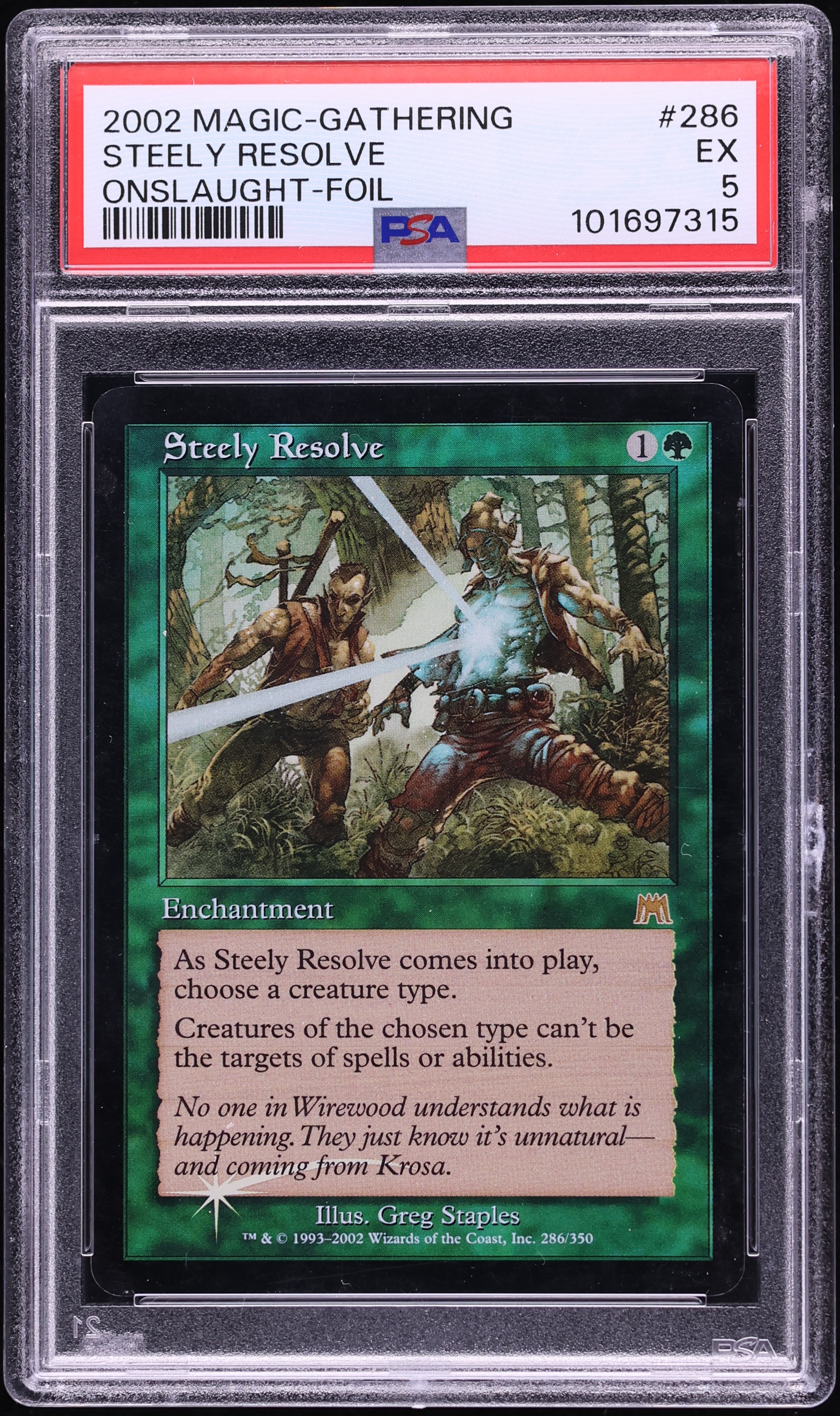 2002 Magic The Gathering MTG Onslaught Foil Steely Resolve #286 PSA 5 EX