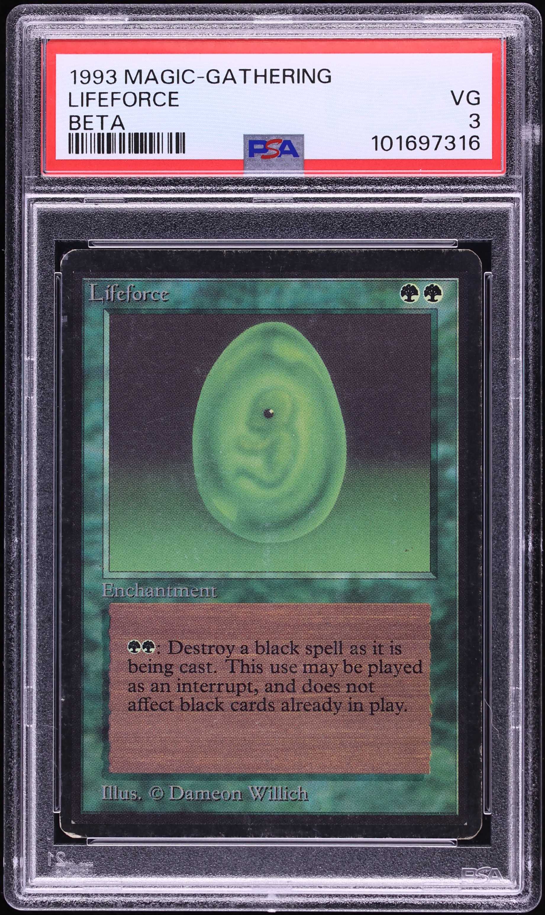 1993 Magic The Gathering MTG Beta Lifeforce PSA 3 VG