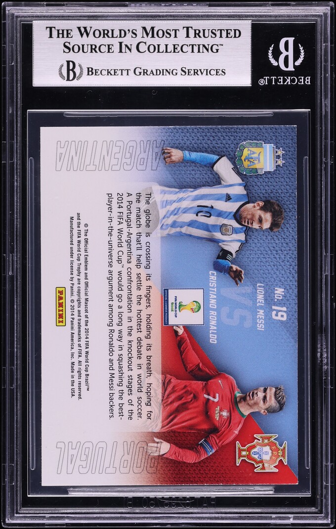 2014 Panini Prizm World Cup Matchups Lionel Messi Cristiano Ronaldo AUTO #19 BAS BGS AUTH