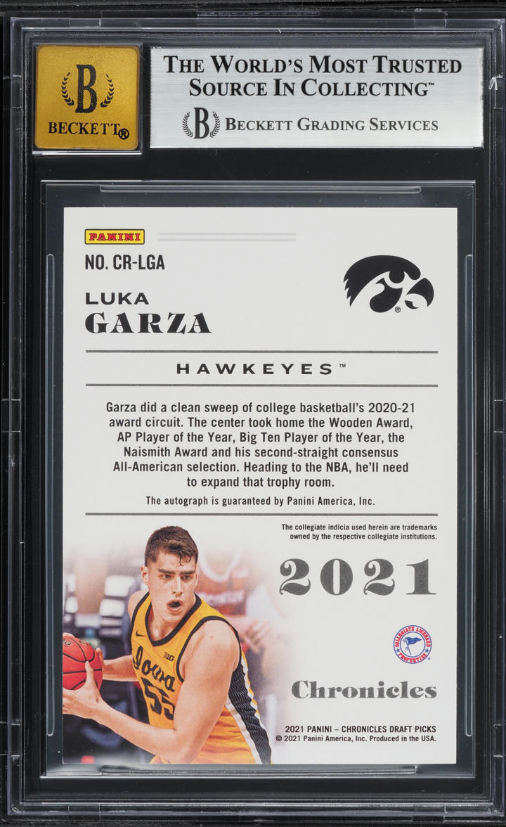 2021 Panini Chronicles Draft Chronicles Luka Garza ROOKIE AUTO #CR-LGA BGS 9