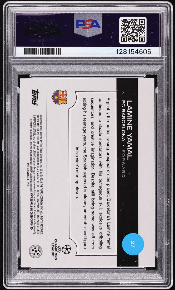 2024 Topps Chrome UEFA Club Competitions Lamine Yamal #27 PSA 10 GEM MINT