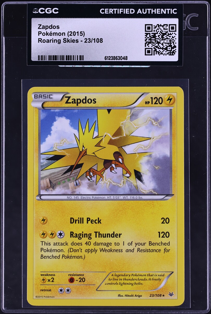 2015 Pokemon XY Roaring Skies Zapdos #23 CGC AUTH