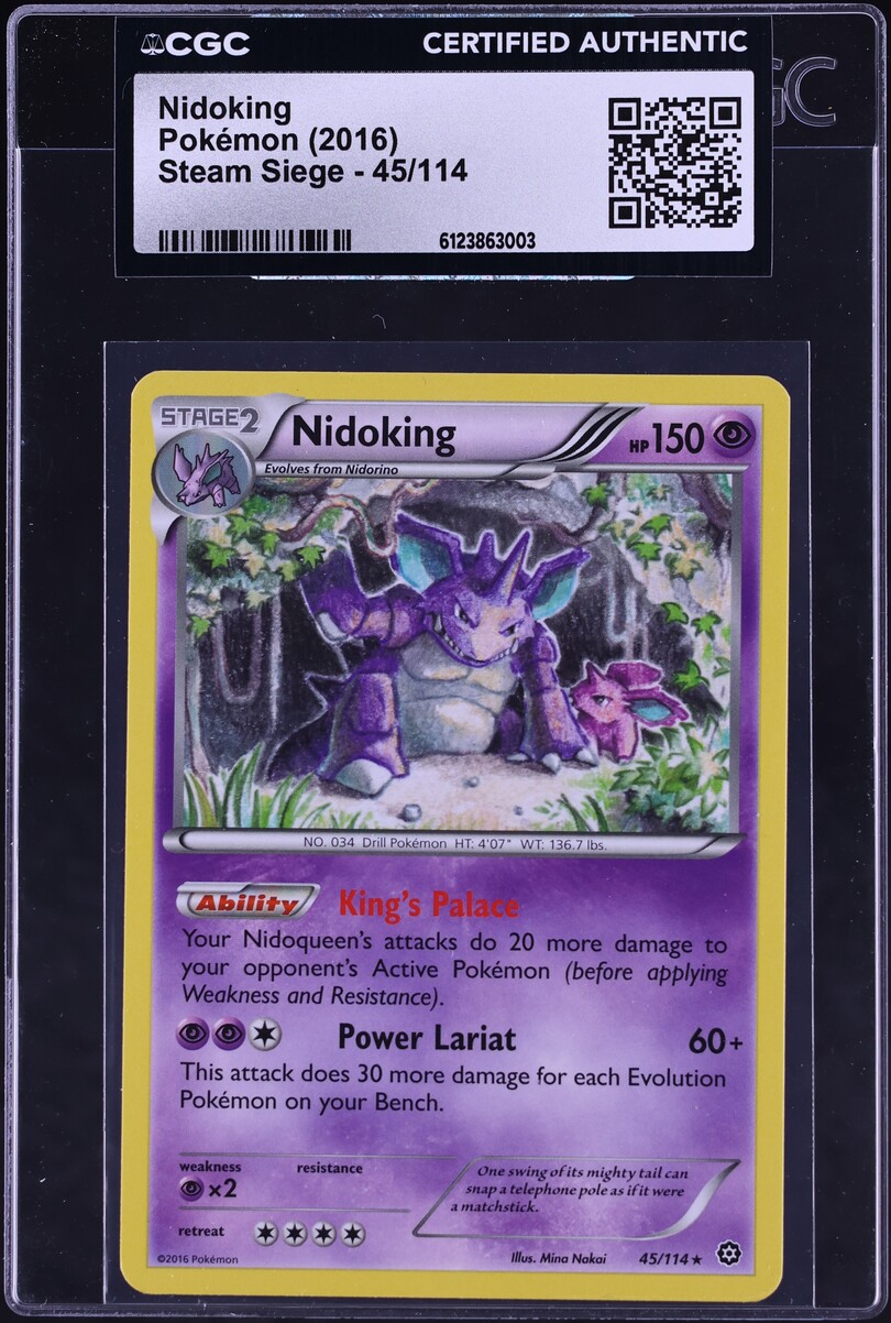 2016 Pokemon XY Steam Siege Nidoking #45 CGC AUTH