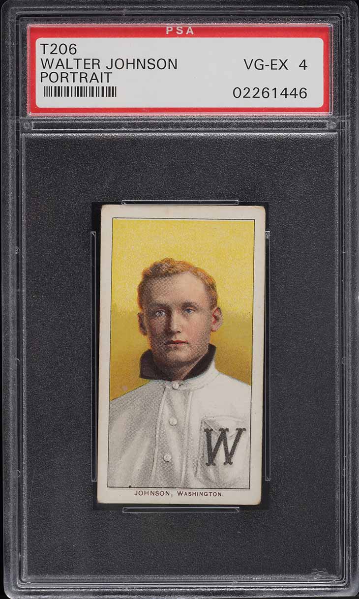 1909-11 T206 Walter Johnson PORTRAIT, PIEDMONT PSA 4 VGEX
