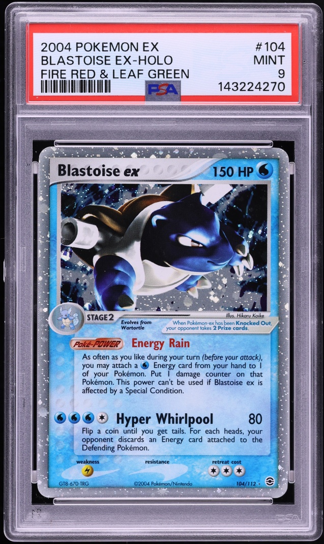 2004 Pokemon EX Fire Red & Leaf Green Holo Blastoise ex #104 PSA 9 MINT