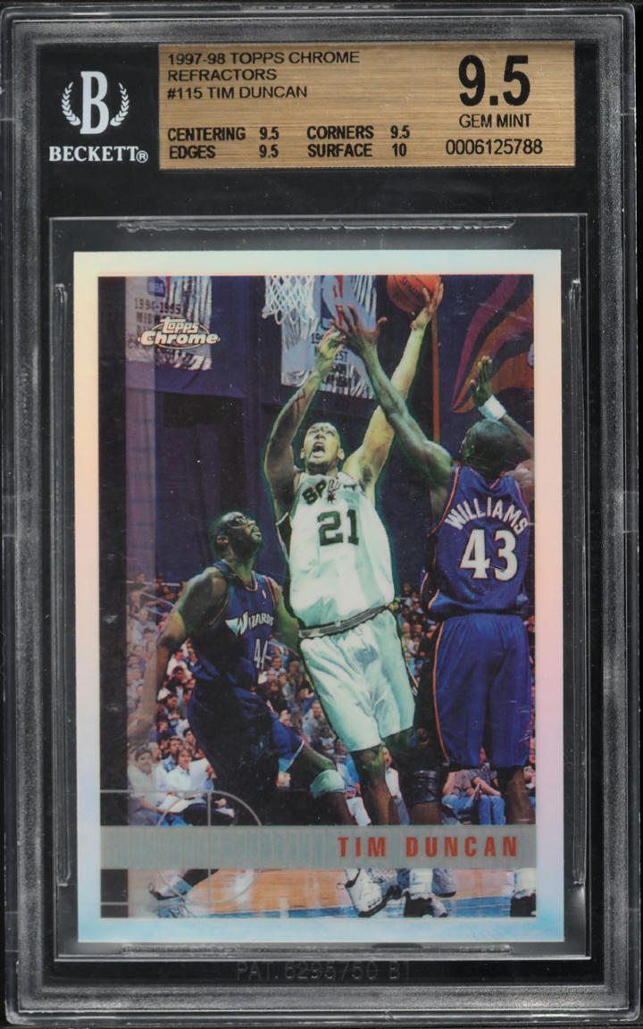 1997 Topps Chrome Refractor Tim Duncan ROOKIE #115 BGS 9.5 GEM MINT