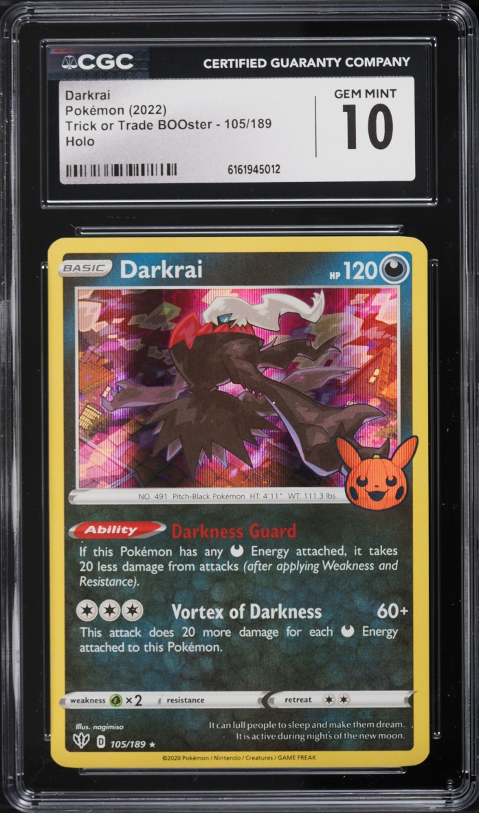 2022 Pokemon Sword & Shield Trick Or Trade BOOster Holo Darkrai #105 CGC 10 GEM MINT
