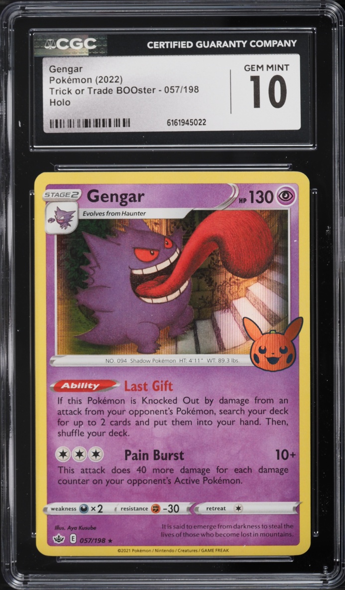 2022 Pokemon Sword & Shield Trick Or Trade BOOster Holo Gengar #57 CGC 10 GEM MINT