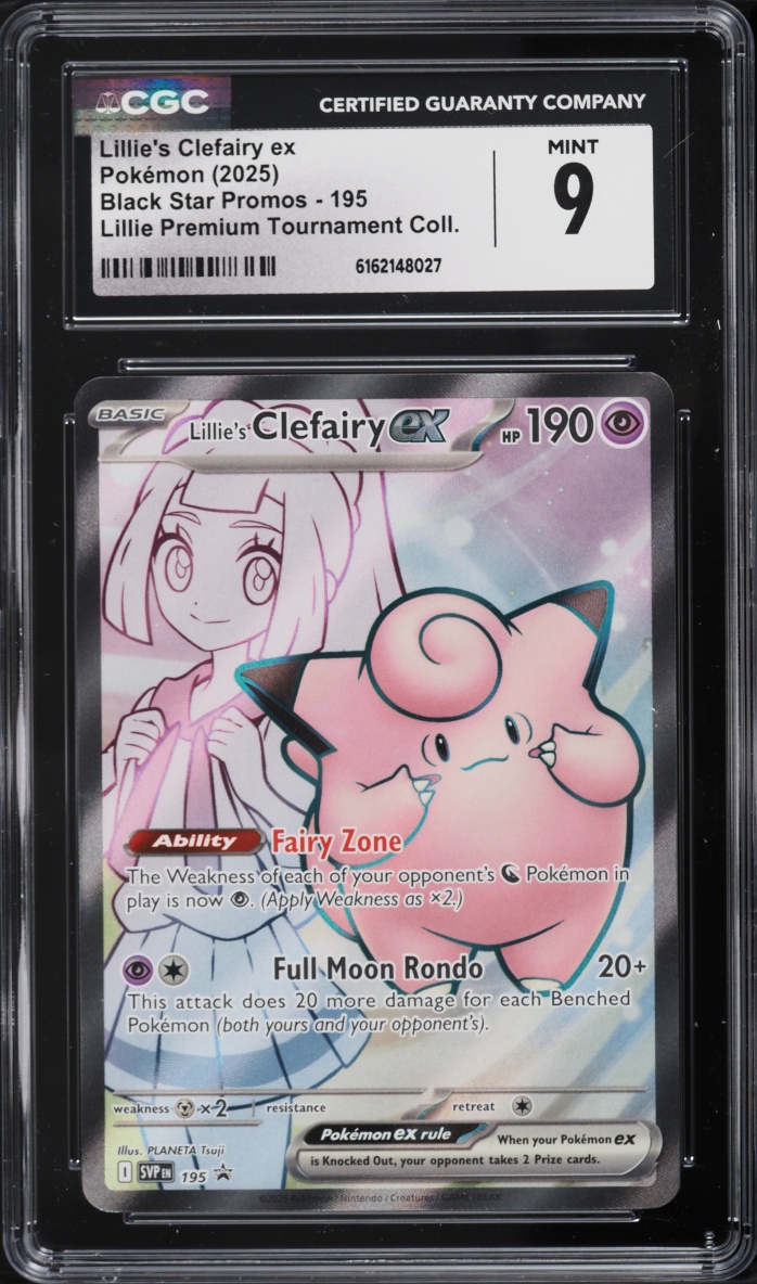 2025 Pokemon Scarlet & Violet Promo Premium Full Art Lillie's Clefairy Ex #195 CGC 9 MINT