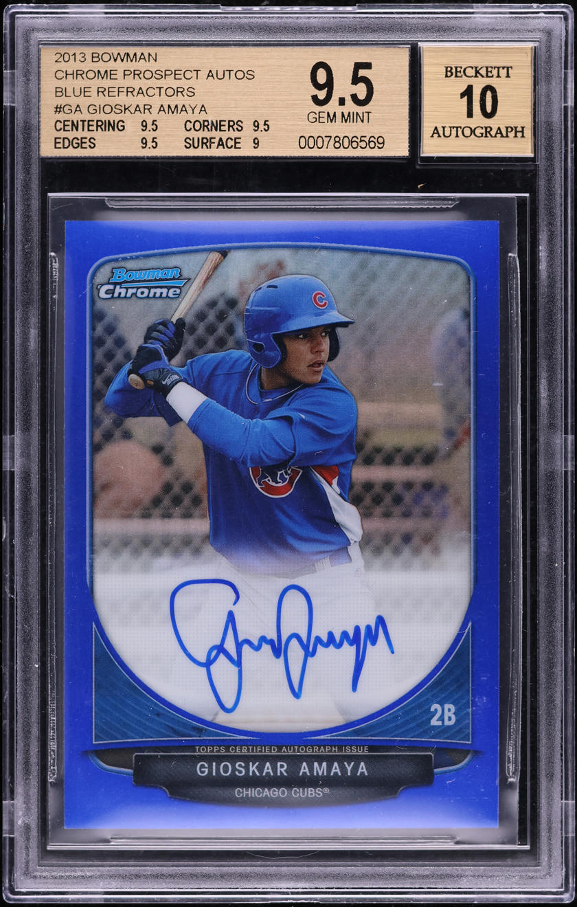 2013 Bowman Chrome Blue Refractor Gioskar Amaya PROSPECT AUTO /150 BGS 9.5 GEM