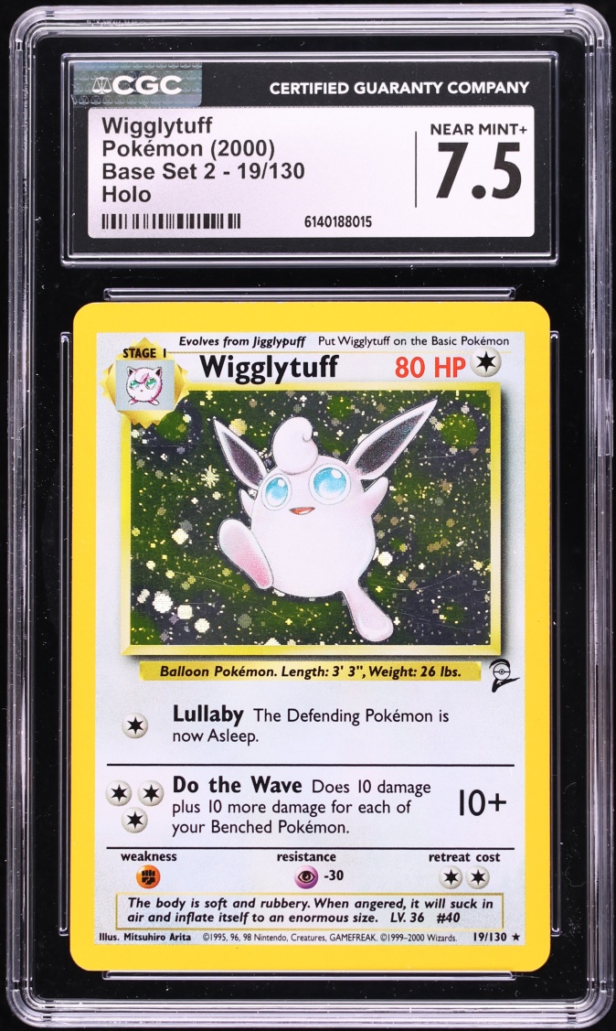 2000 Pokemon Base Set 2 Holo Wigglytuff #19 CGC 7.5 NRMT+