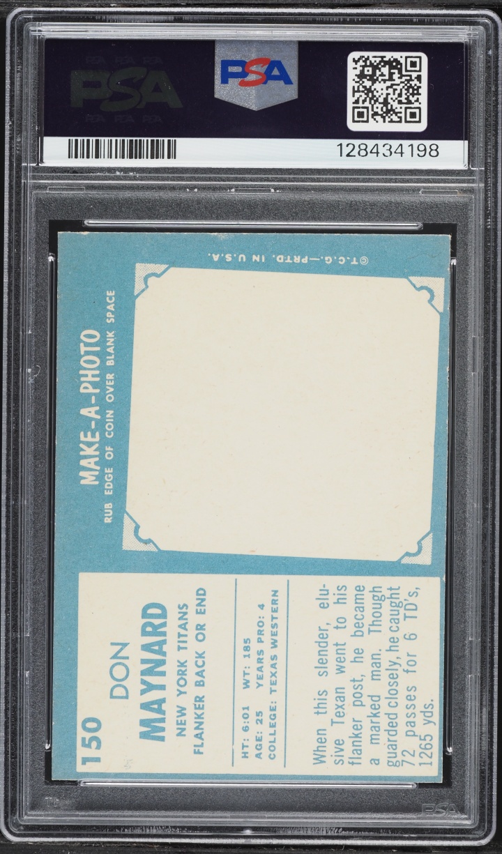1961 Topps Football Don Maynard ROOKIE #150 PSA 5 EX