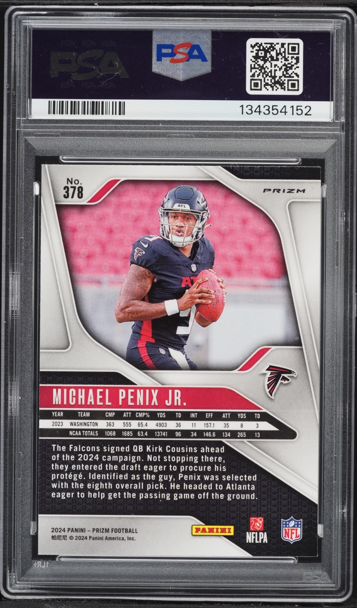 2024 Panini Prizm Black & White Checker Michael Penix Jr. ROOKIE #378 PSA 9 MINT
