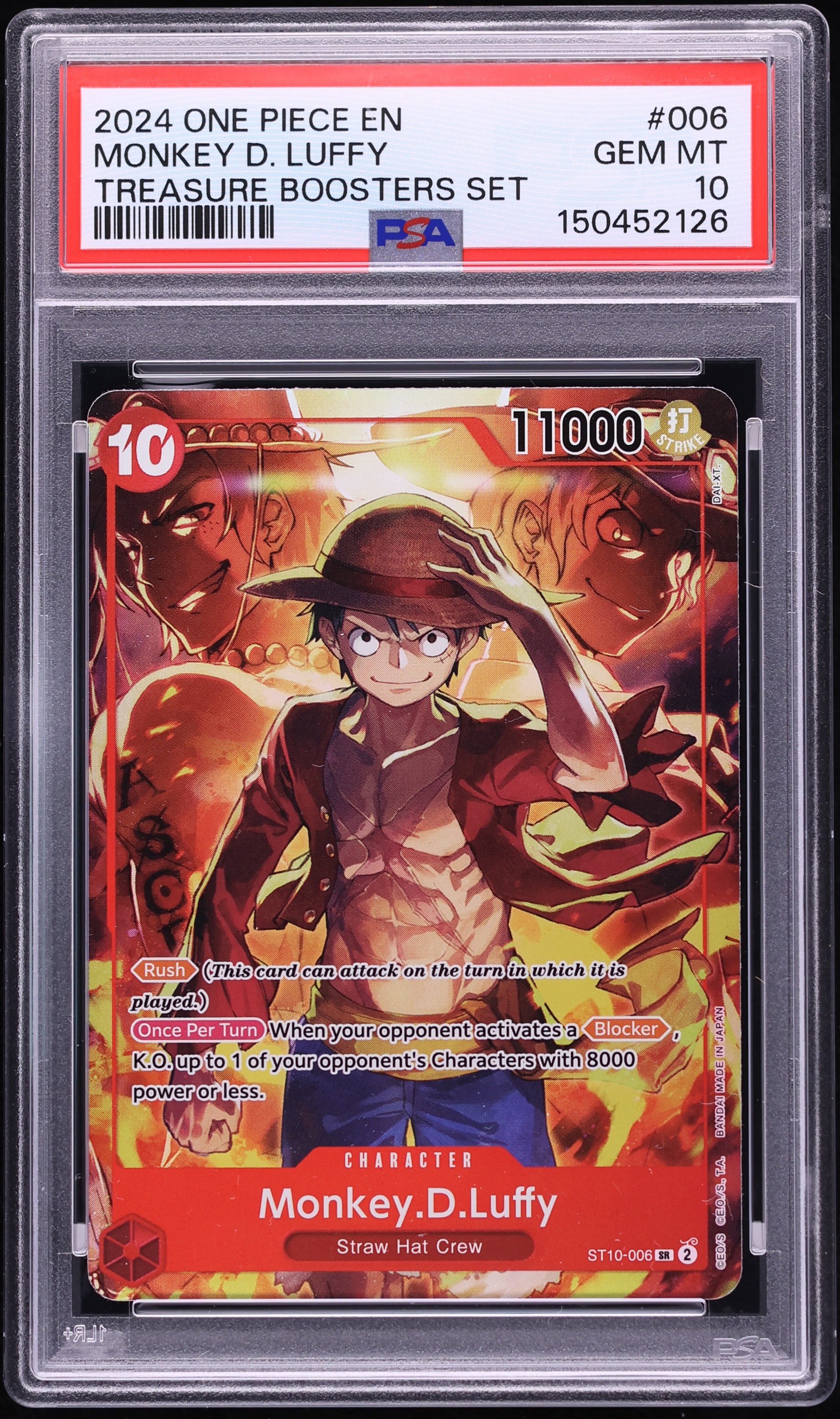 2024 One Piece Treasure Booster Set SR Monkey D. Luffy #ST10-006 PSA 10 GEM MINT