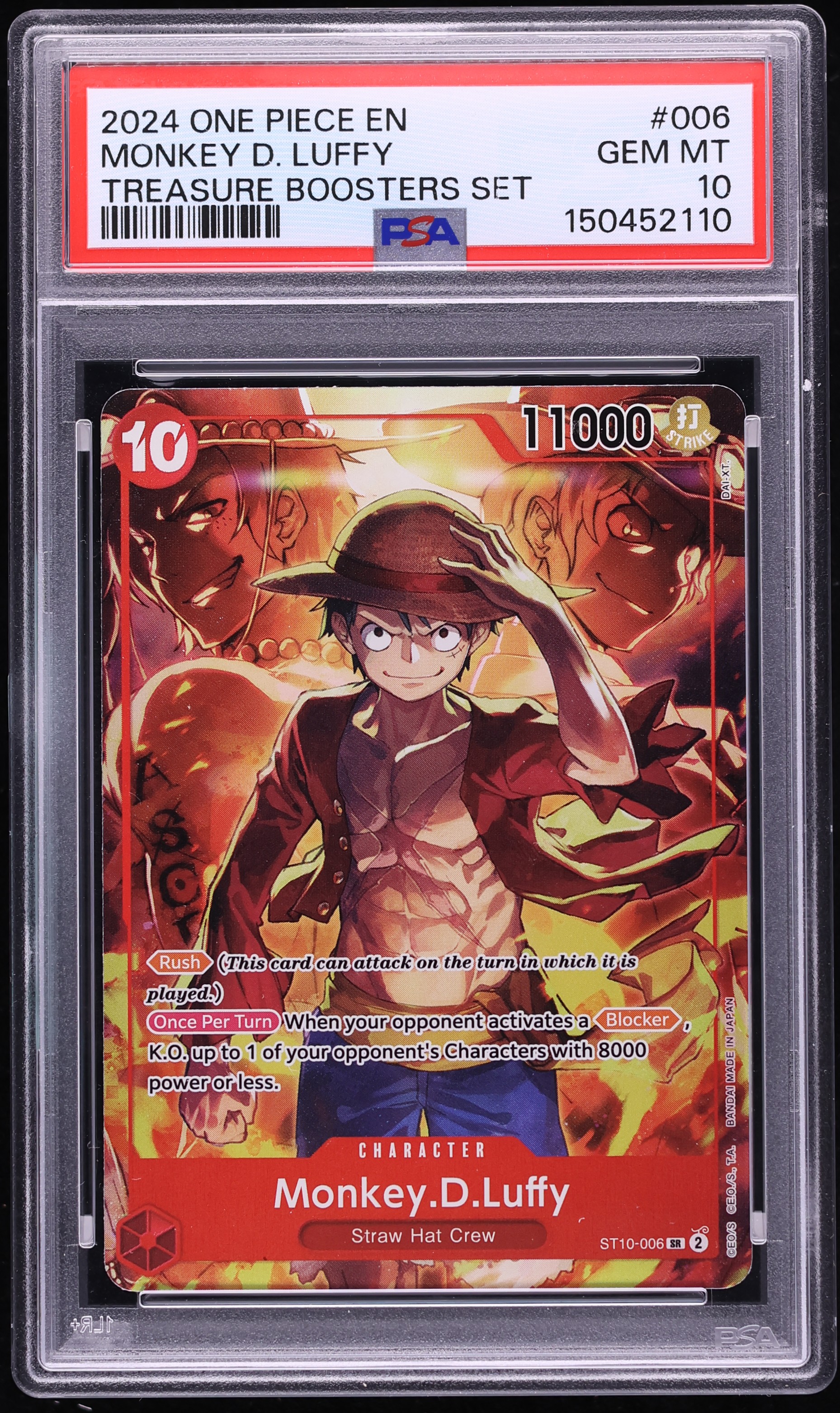 2024 One Piece Treasure Booster Set SR Monkey D. Luffy #ST10-006 PSA 10 GEM MINT