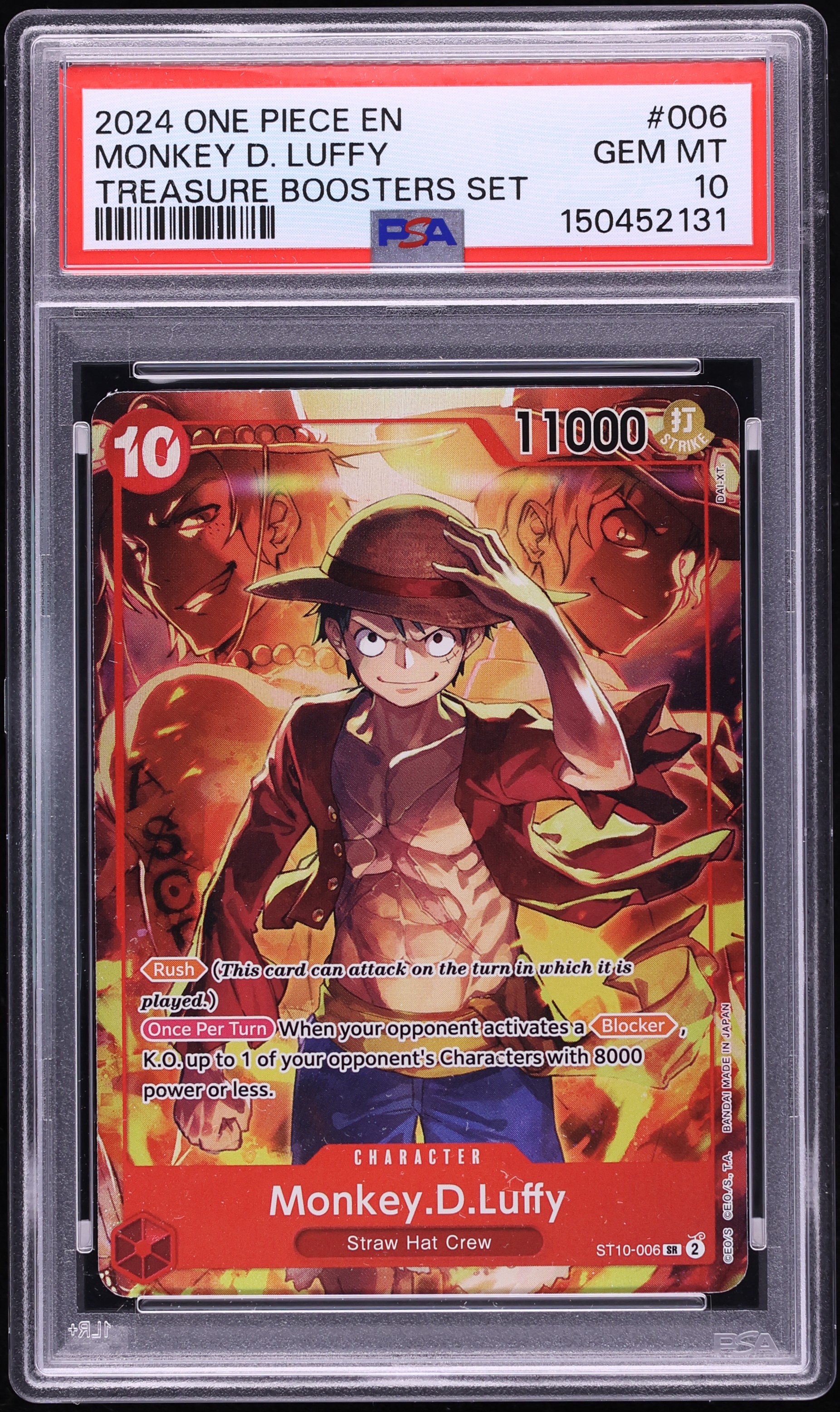 2024 One Piece Treasure Booster Set SR Monkey D. Luffy #ST10-006 PSA 10 GEM MINT