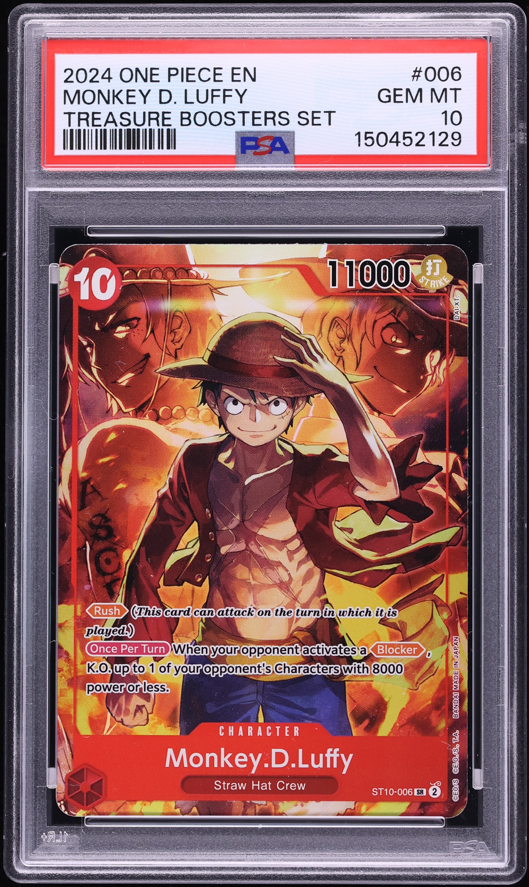 2024 One Piece Treasure Booster Set SR Monkey D. Luffy #ST10-006 PSA 10 GEM MINT