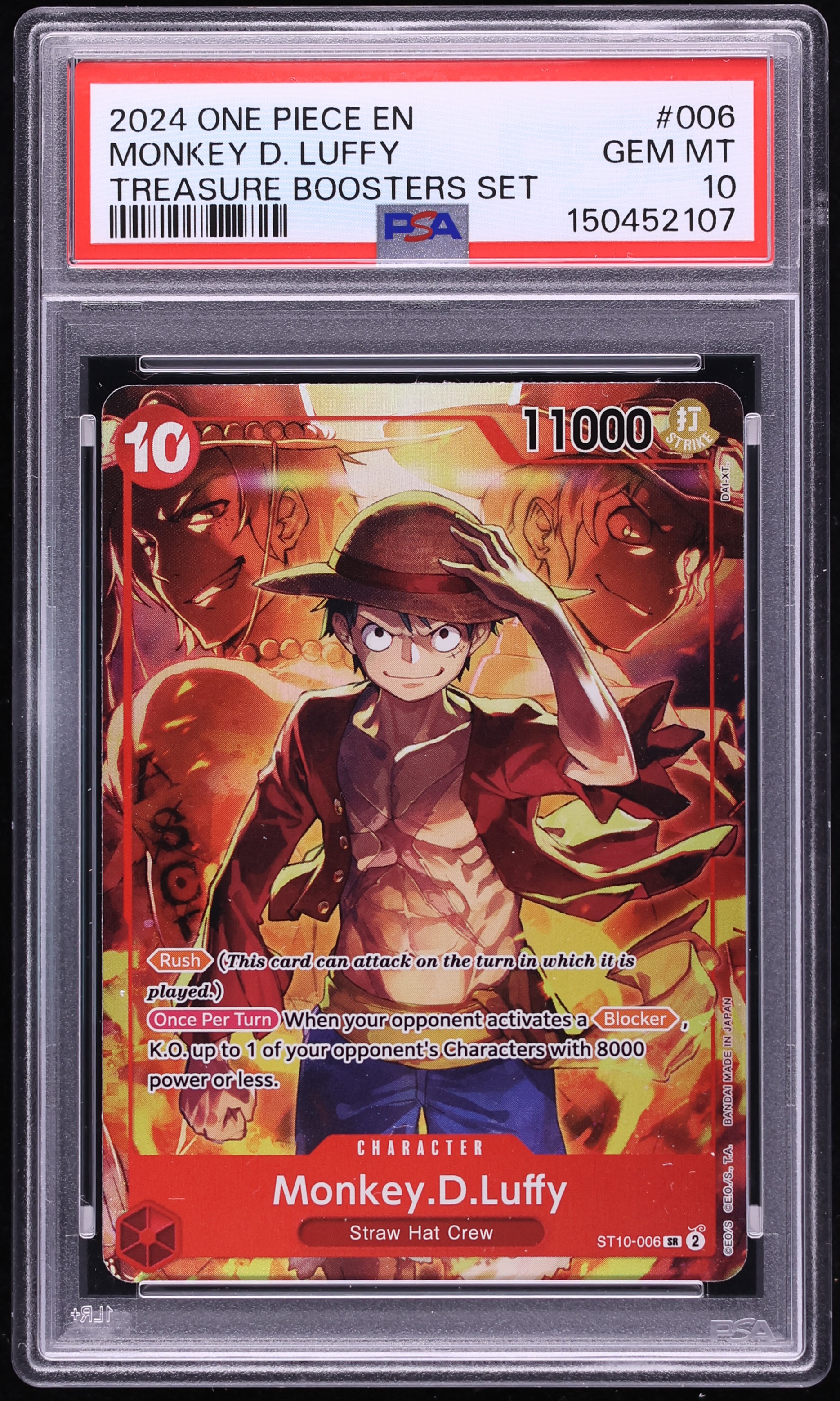 2024 One Piece Treasure Booster Set SR Monkey D. Luffy #ST10-006 PSA 10 GEM MINT