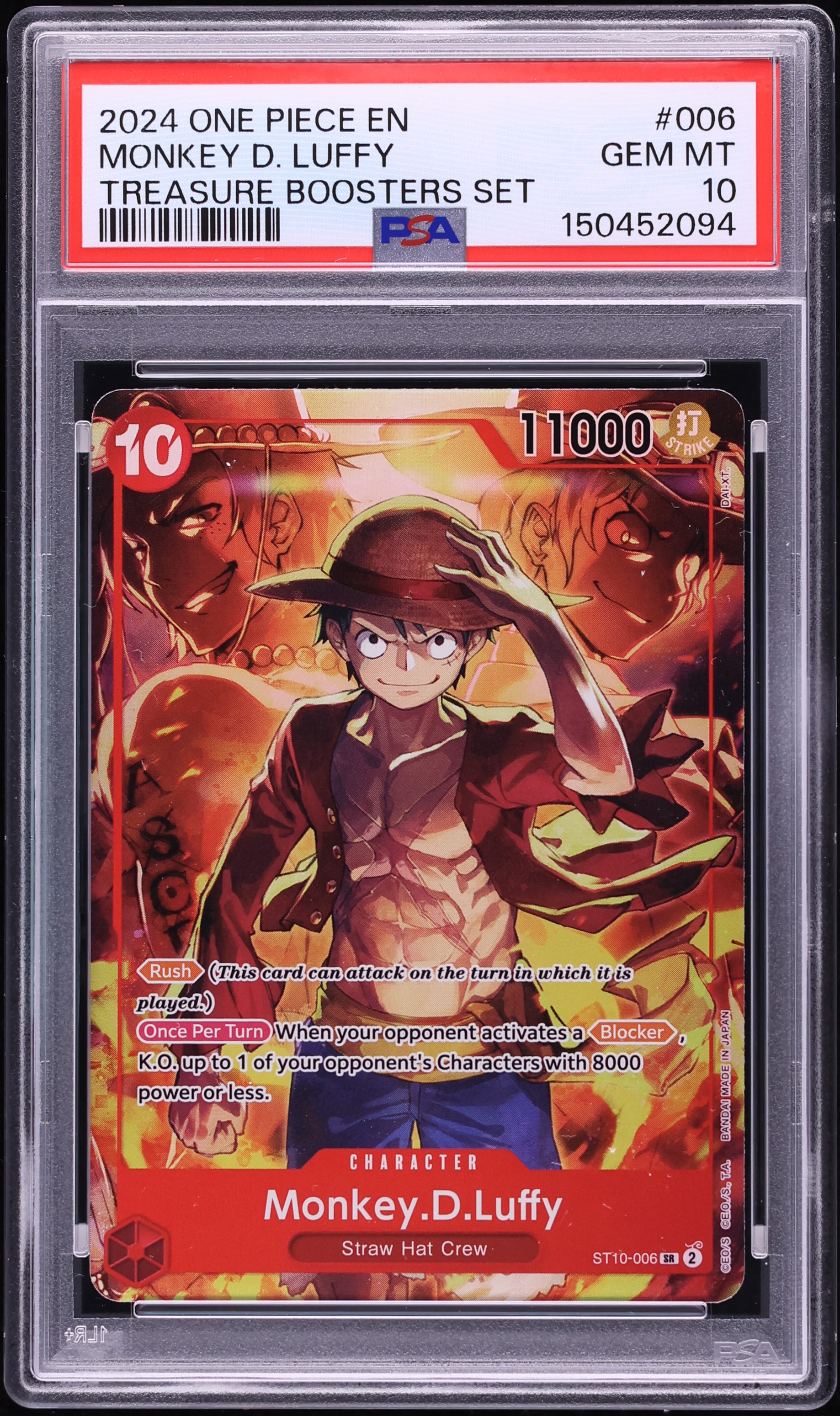 2024 One Piece Treasure Booster Set SR Monkey D. Luffy #ST10-006 PSA 10 GEM MINT