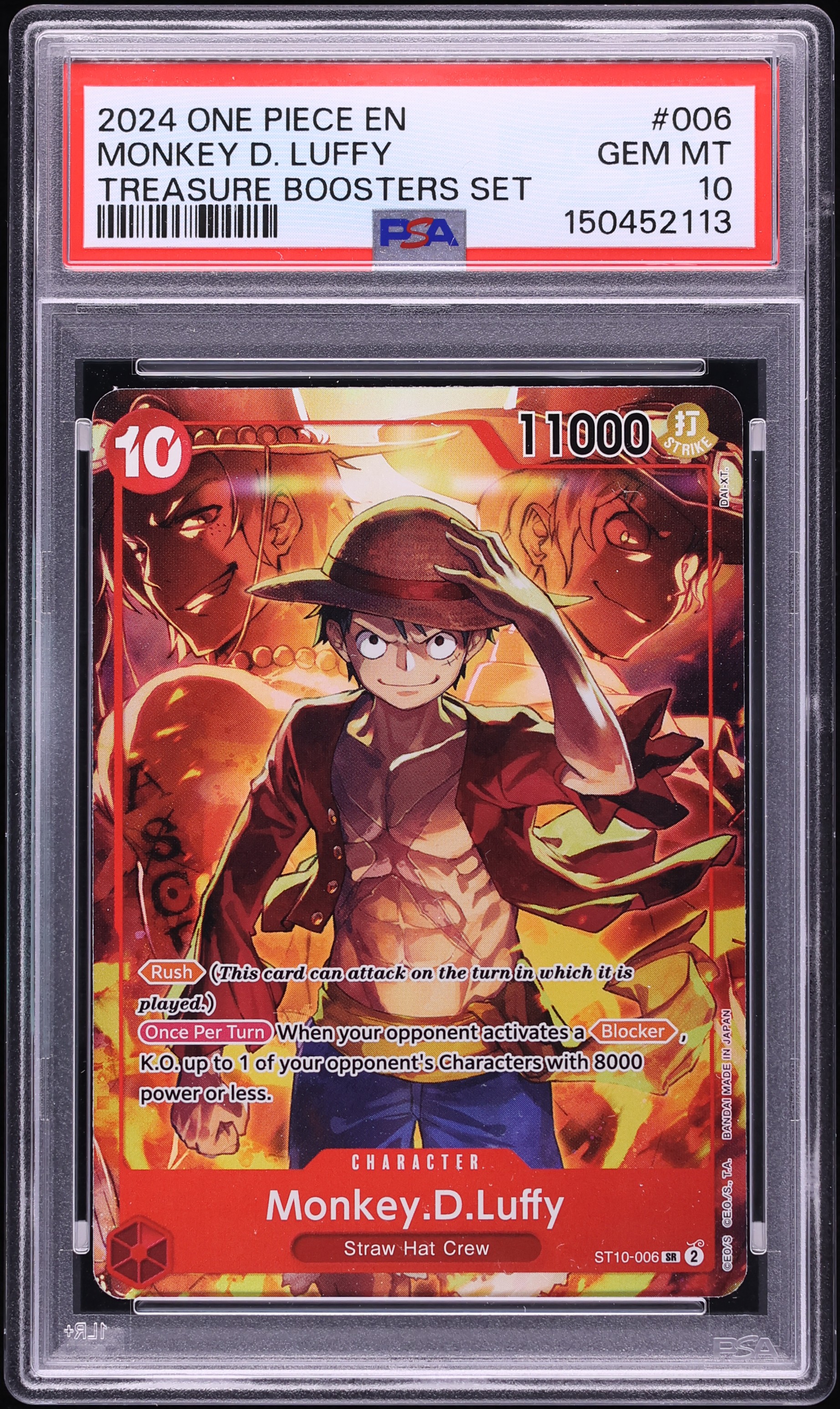 2024 One Piece Treasure Booster Set SR Monkey D. Luffy #ST10-006 PSA 10 GEM MINT