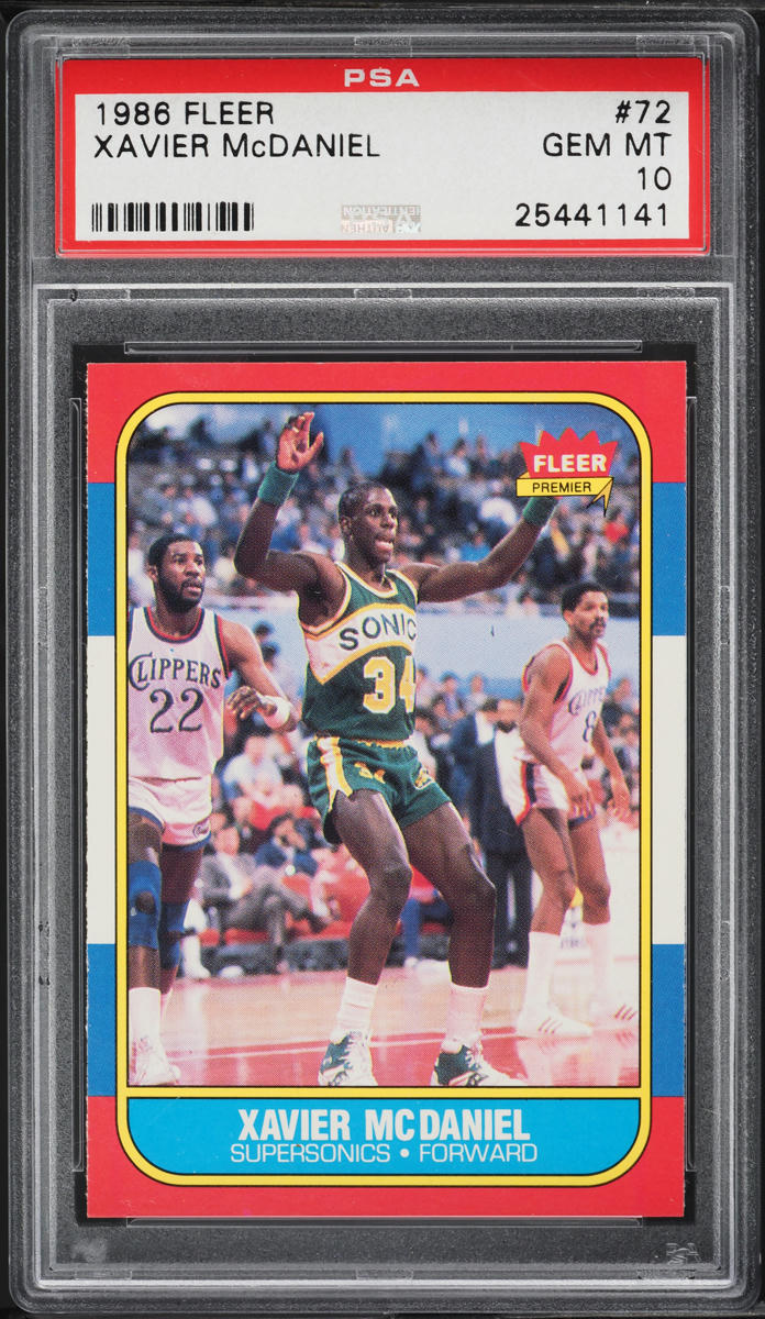 1986 Fleer Basketball Xavier McDaniel ROOKIE #72 PSA 10 GEM MINT