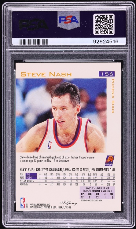 1997 Fleer Tiffany Steve Nash #156 PSA 7 NRMT