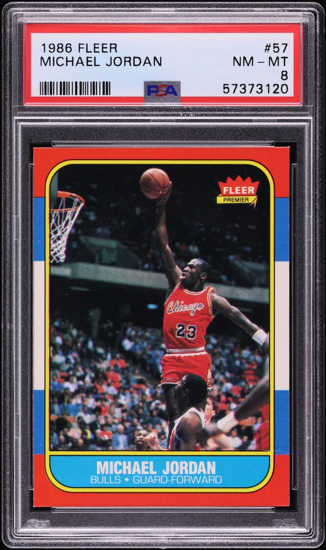 1986 Fleer Basketball Michael Jordan ROOKIE #57 PSA 8 NM-MT