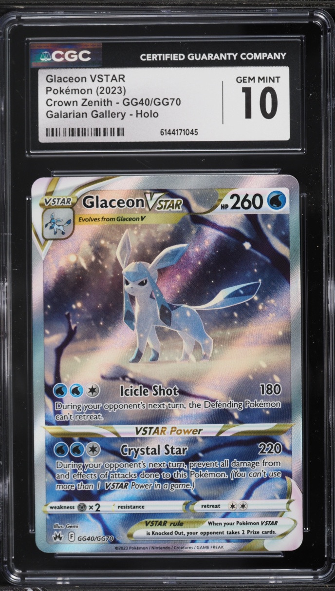 2023 Pokemon Sword & Shield Crown Zenith Alt Art Glaceon VSTAR #GG40 CGC 10 GEM MINT