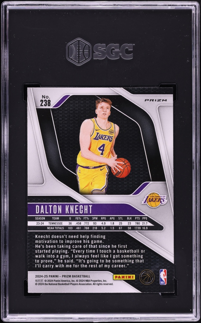 2024 Panini Prizm Ruby Wave Dalton Knecht ROOKIE #238 SGC 9.5 MINT+