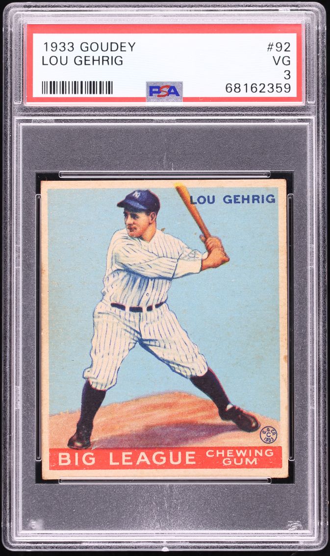 1933 Goudey Lou Gehrig #92 PSA 3 VG