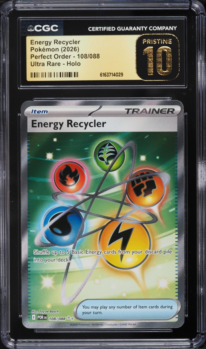 2026 Pokemon Mega Evolution Perfect Order Full Art Energy Recycler #108 CGC 10 PRISTINE